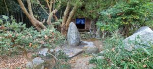 Un temple en bois dans la forêt